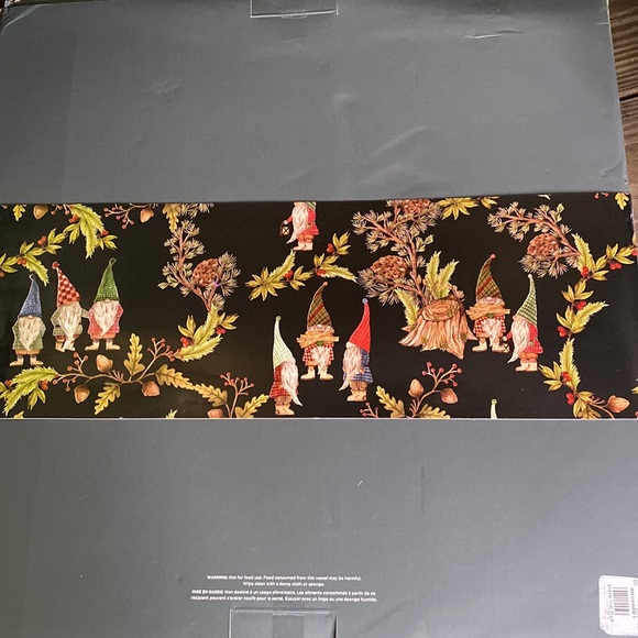 Pottery Barn Black and Green Whimsical Forest Gnome Handcrafted Serving Tray - Picture 16 of 16